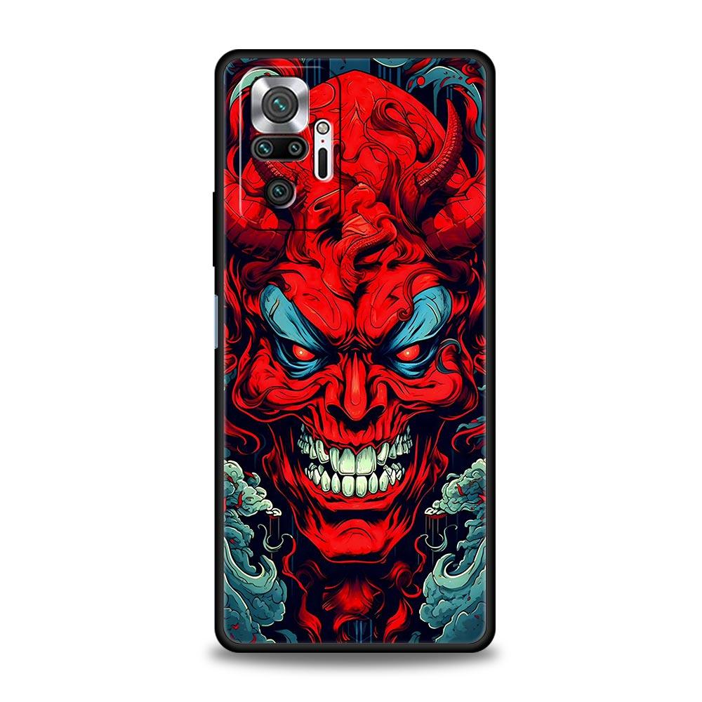 Japan Samurai Oni Mask Phone Case For Xiaomi Redmi Note 14 13 5G 10 11 12 Pro Plus 4G 14C 13C 12C 10C Black Cover