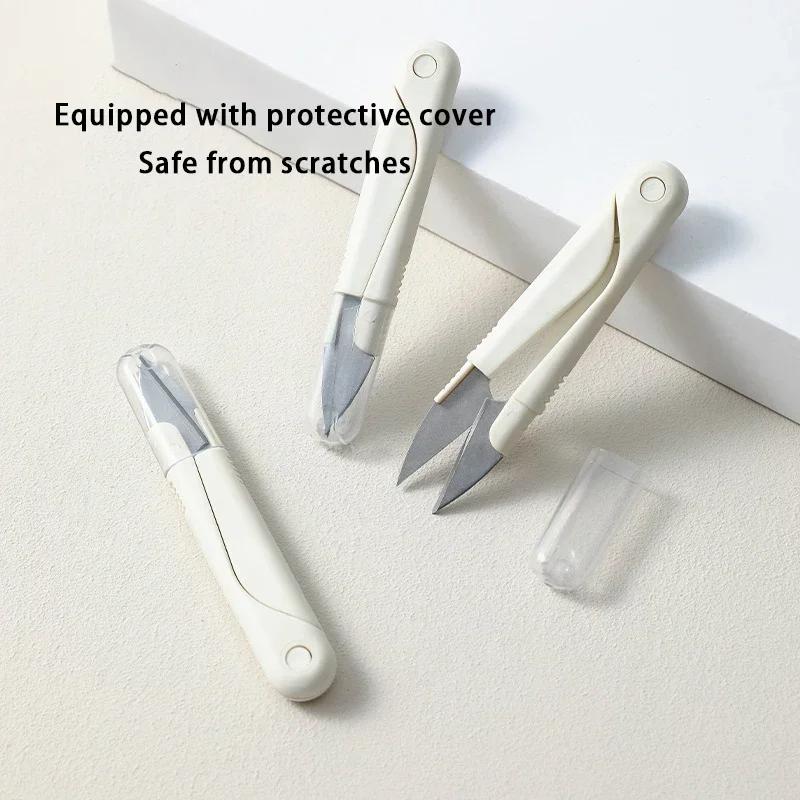 Professional Stainless Steel Scissors With Protective Spring Cover - Ergonomic Design For Sewing, Crafting, And Everyday Office