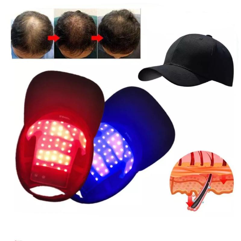 Lazer Kırmızı LED Mavi Işık Terapisi Saç Büyüme Şapkası Hızlı Yeniden Büyüme Saç Dökülmesine Karşı