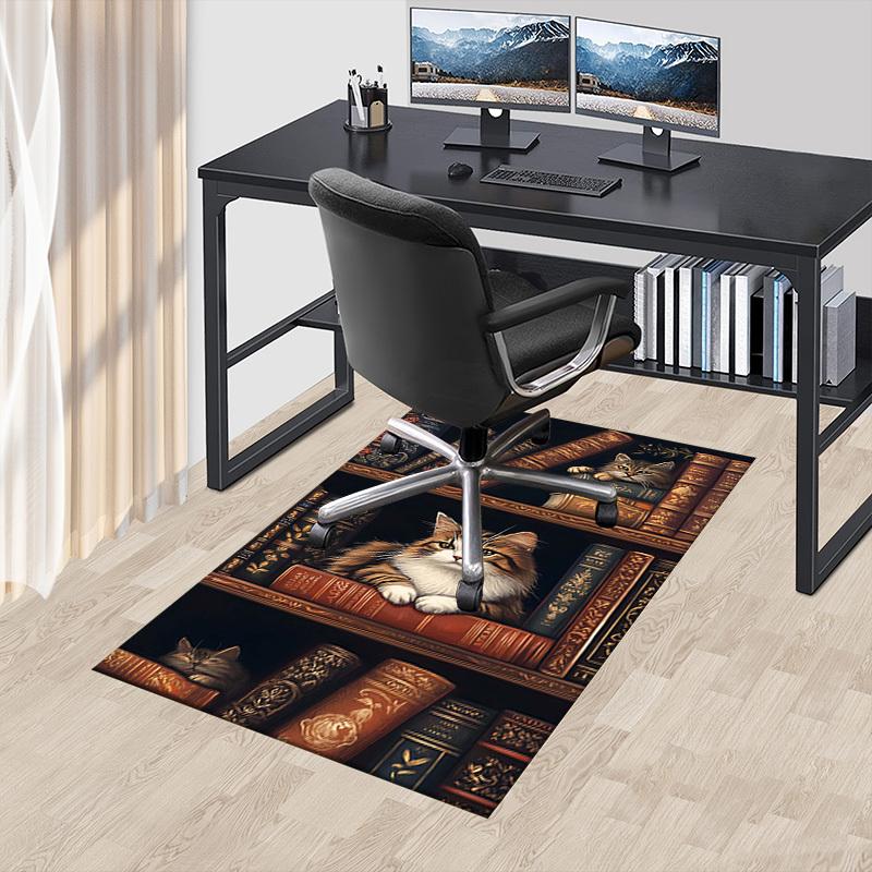 1PC bookshelf, cats Extra Large Non Slip Floor carpet, Office, family, bedroom, Studio   Large Area Rug Indoor Rugs, , Vibrant Colors