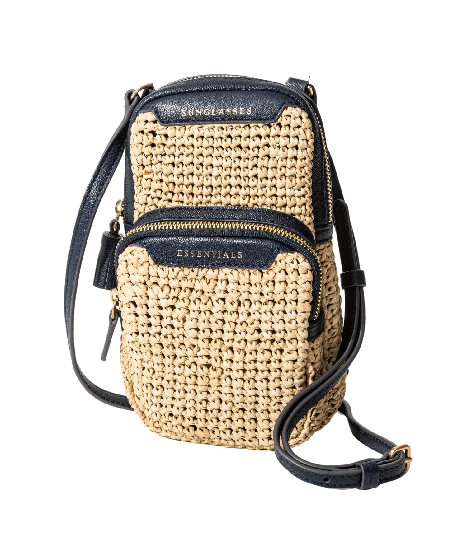 

Shoulder Bag Essentials Cross Body in Raffia with Capra [Anya Hindmarch] Women s Natural/Marine [Item]