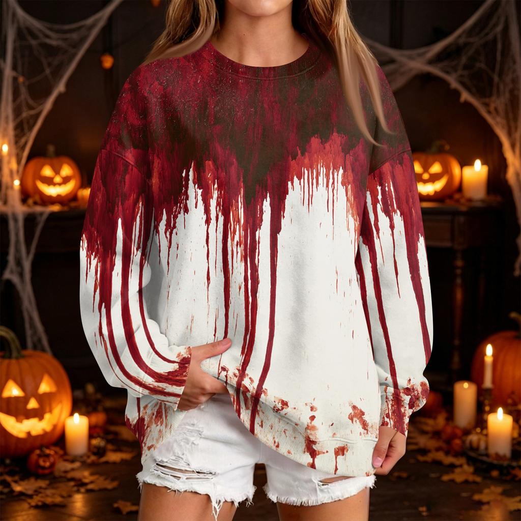 Women's Fashion Casual Halloween Print Round Neck Sweatshirt