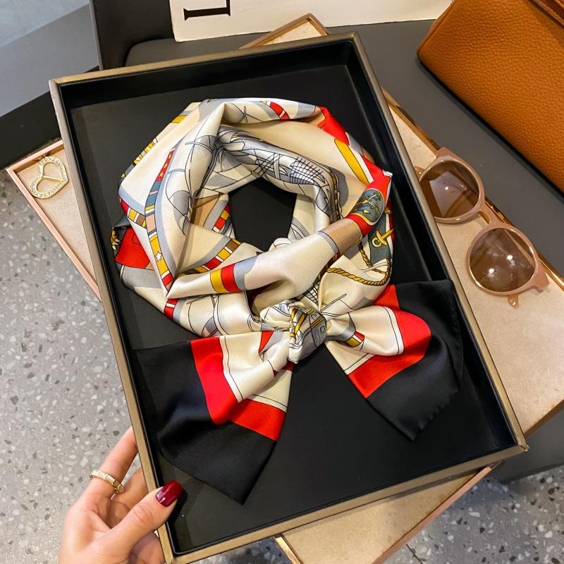 Satin high-end tied hair long silk scarf headband elegant and simple versatile hair band headband streamer hair accessories women's tied bag