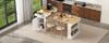 Kitchen Island with Casters, Extendable Dining Table with Power Strips and Two Drawers, Serves As Sideboard or Buffet for Dining Room (White)