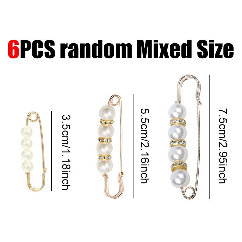 

6/12PCS Random Mix Size Waistline Adjusting Pin Trousers Waist Fastener Pin Clip Fashion Artificial Pearl Decorative Buckles ZYF