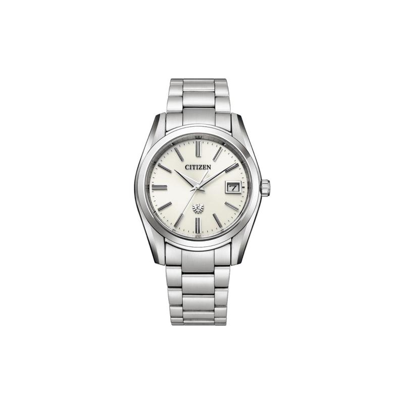 

CITIZEN 100m waterproof solar Quartz Steel Strap 37.2mm men s watch silver dial AQ4080-52A синій
