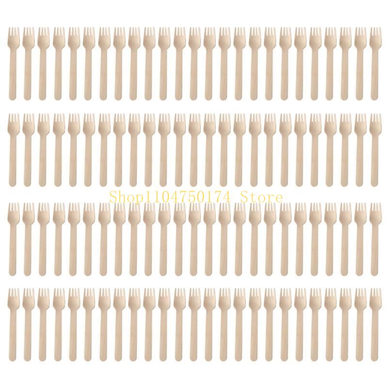(Pack of 100) Disposable Wooden Cutlery Set Wedding Birthday Party Tableware top sale