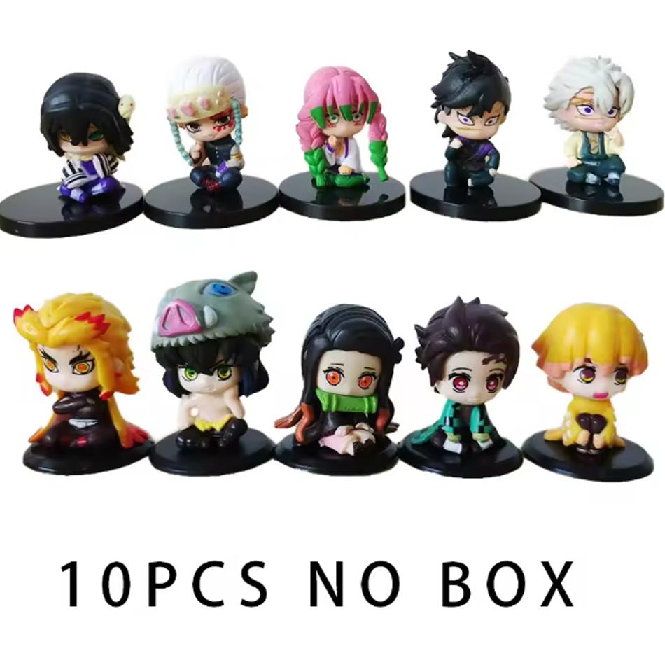 Q Version Demon Slayer Action Figure, Sitting Ghost Doll, Tanjiro, Nidouzi, Inosuke, Zenizu Movie Model Toys, 4-15 pcs, set
