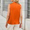 Women’s Summer Pleated Sleeveless Blouse Business Casual Top with High Neck and Relaxed Fit for Office or Daily Wear
