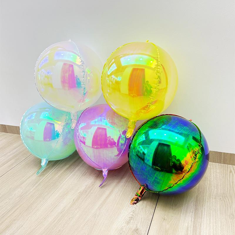 12 Stück schillernde 4D runde Folienballons 22/12/10 Zoll holografische 4D-Folienballons Helium Luft Globos Meerjungfrau Geburtstag Hochzeit Dekoration 5