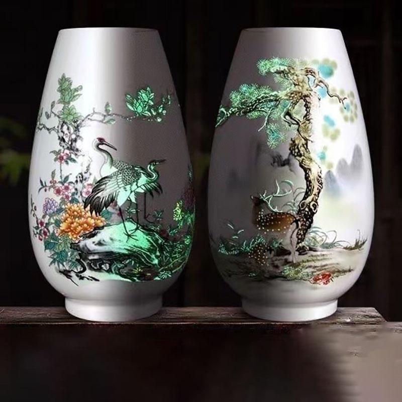 Chinese Jingdezhen Ceramic Vase Flower Arrangement Decoration Items Home Room Furnishing Accessories Cafe Office Ornaments Art