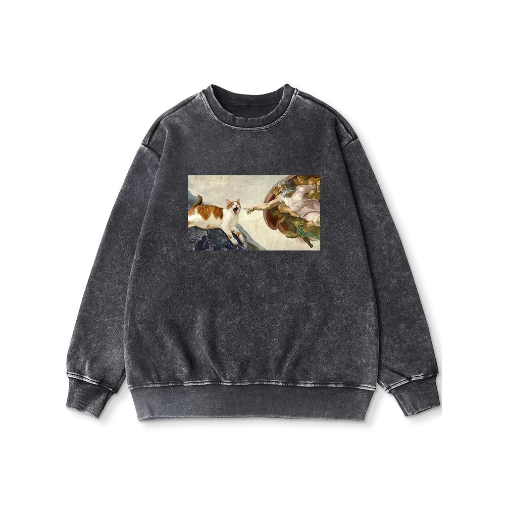 

Женский свитшот с принтом «Бог и кот», модный тонкий стиль, свободные худи, осенняя одежда оверсайз, женский 3XL