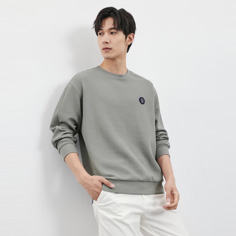 Qipilao Men's Waffle Knit Crewneck Sweatshirt