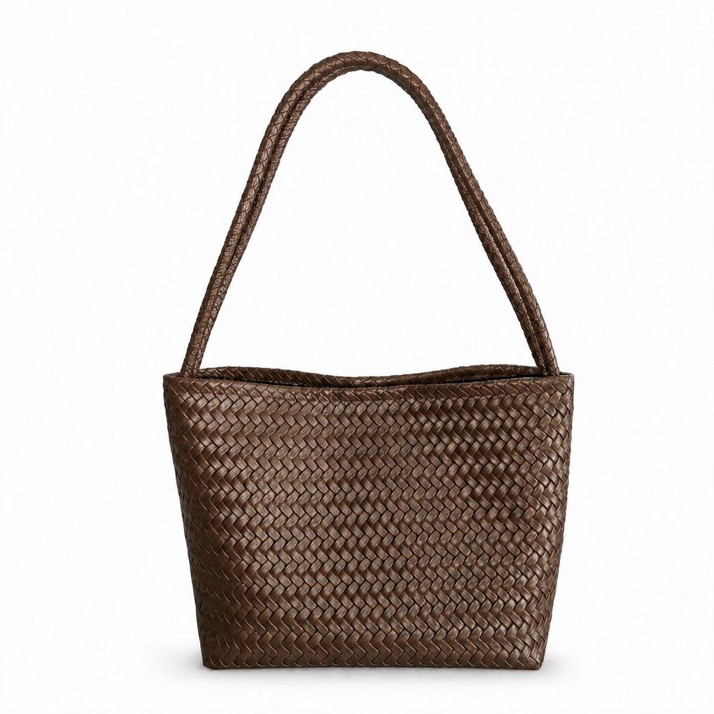 Retro Textured Weaving Handbag: Versatile Single Shoulder Vegetable Basket Bag