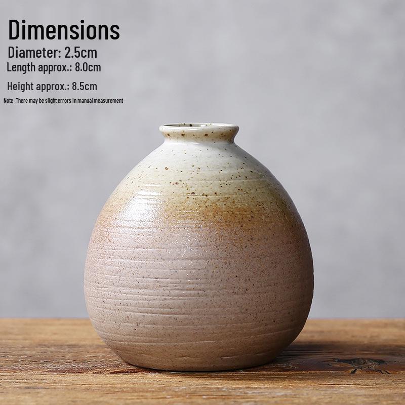 Zen Retro Ceramic Vase: Simple Antique Pottery for Dried Flowers, Small Table Ornament, or Hydroponic Plant Container for Living Room.