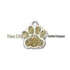 Small Glitter Dog Paw Print Pendant - Zinc Alloy Pet ID Tag (17x18mm)