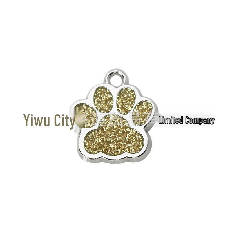 Small Glitter Dog Paw Print Pendant - Zinc Alloy Pet ID Tag (17x18mm)