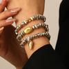 Vintage Irregular Metal Bead Heart-Shaped Pendant Bracelet for Women Men Unique Silver Color Bead Couple Bracelet Jewelry Gifts