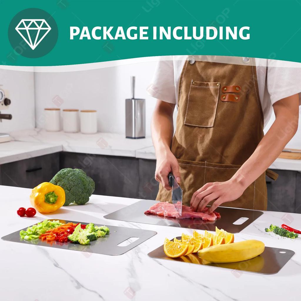 Stainless Steel Cutting Board for Kitchen Cooking Cutting Boards Portable Fruit Meat Chopping Double-Sided Cutting Board