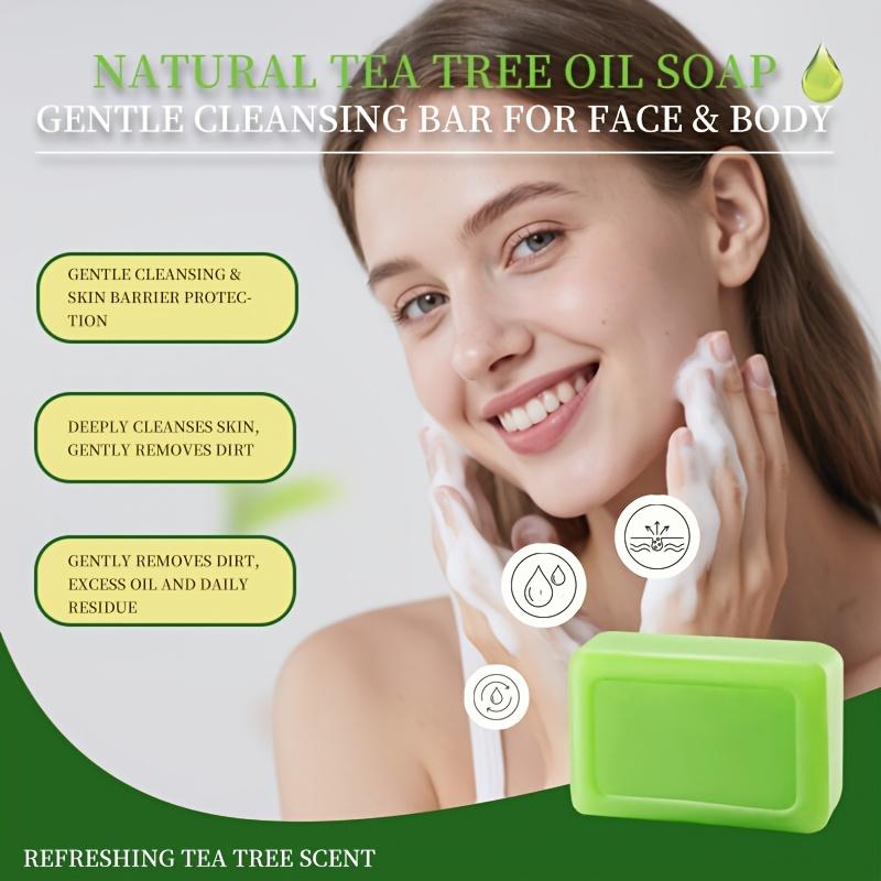 Tea Tree Essential Oil Soap, Suitable for Face & Body, Infused with Tea Tree Oil, Coconut Oil & Glycerin, Deep Pore Cleansing Soap