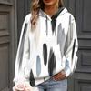 Women Plus Size Colorful Brush Print Long Sleeve Kangaroo Pocket Drawstring Hoodie