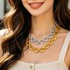 Xin Duo Duo Stainless Steel 18K Electroplated Irregular Round Link Chain Necklace & Bracelet