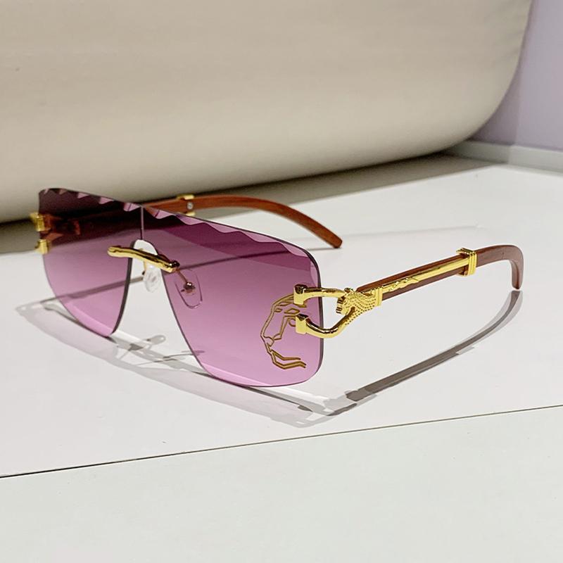 Frameless One-piece Lens Wavy Edge Ladies Personality Irregular Sunglasses