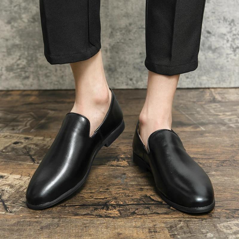 Fashion Spring Autumn Casual Leather Shoes Mens Soft Trends Nightclub Shoes Business Dating Loafers Formal Party Shoes Men Moccasins