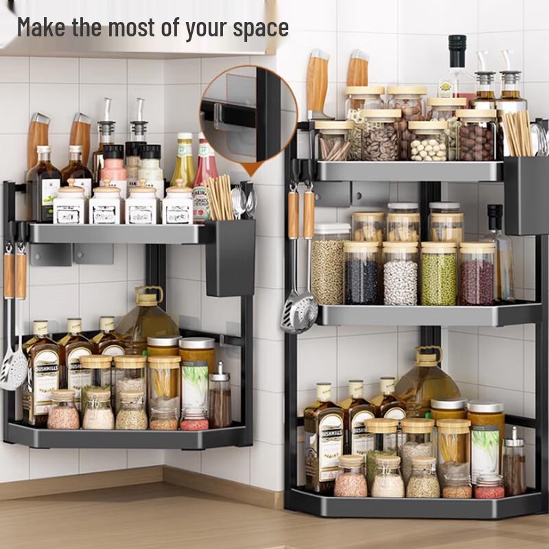 Modern 3-Tier Countertop Corner Spice Rack