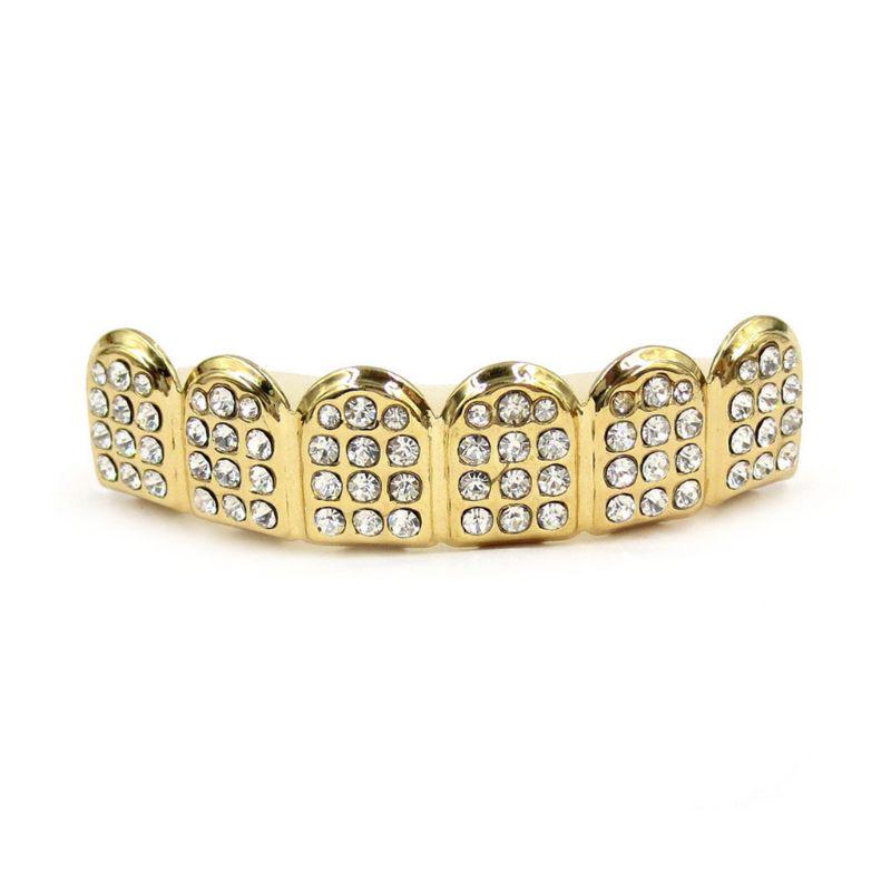 New Fshion Hip Hop Gold Silver Colour Iced Out CZ Teeth Grillz Top Bottom Men Women Jewelry Party Gifts