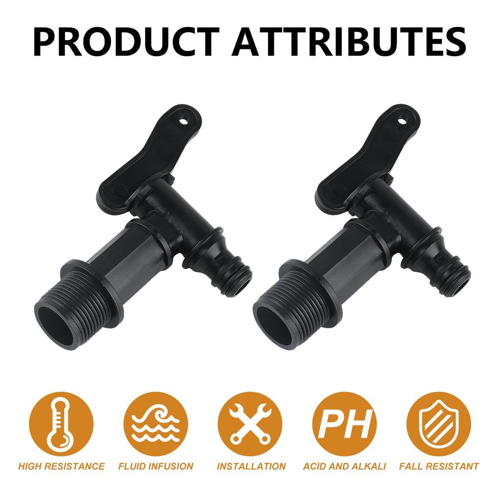 2Pcs Tank Tap Adapter Replacement Water Tap with Brass Nut 3/4in Water Butt Tap Coarse Thread Garden Water Tanks Faucet