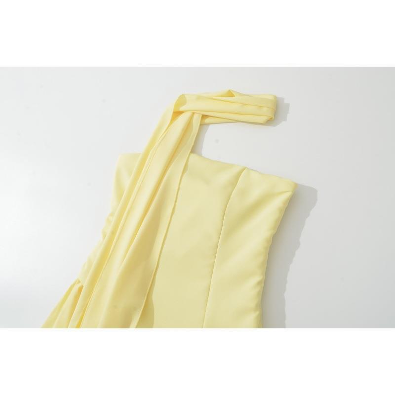 Strappy One-Shoulder Waist-Cinching Backless Formal Dress for Women
