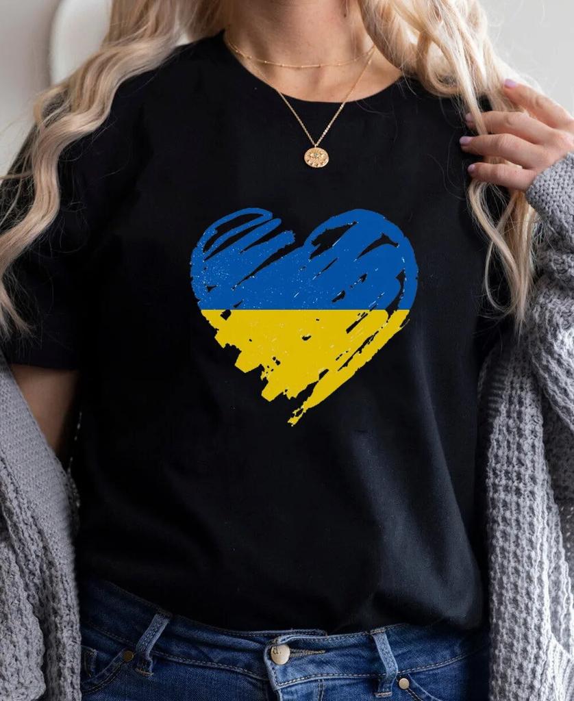 Heartbeat Blue Yellow Women Print T-shirt Girl Y2K Short Sleeve Tee Tops Lady 90S Sweetshirts FeUnisex Harajuku Clothing