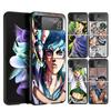 JoJo Bizarre Adventure Rohan Kishibe Cover Phone Case For Samsung Galaxy Z Flip 7 6 5 4 3 5G Flip7 Flip6 Flip5 Flip4 Flip3 Black