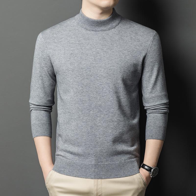 Men's High Neck Wool Sweater - Warm, Versatile Knitwear for Autumn & Winter