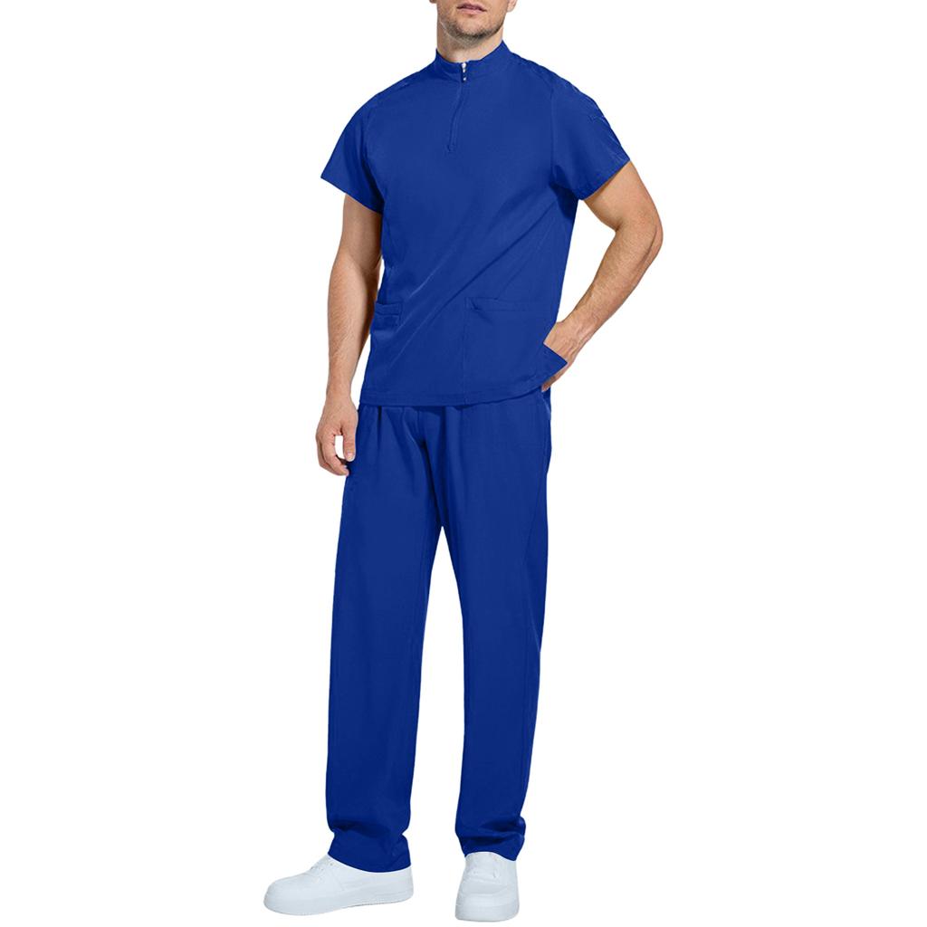 Men's Comfortable And Casual Solid Color Short Sleeved Pants Protective Suit Set