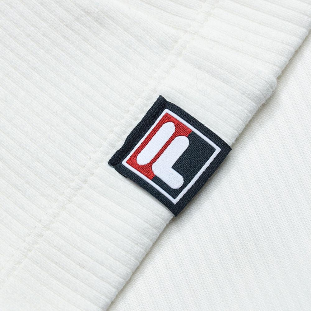 Fila Original Fashion Casual Slim Fit Stand Collar Half Zip Knit Long Sleeve T-Shirt Women Tops Cloud-Mushroom-White F11W549216FWT