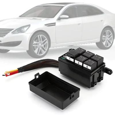 12-V-Relaiskasten, 6-Wege-Universal-Relais-Sicherungskasten, 6 Steckplätze, Relaisblock, ATC/ATO-Sicherungsblock mit wasserdichtem Relais-Kit für Auto-LKW