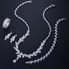 4pcs Delicate Leaf Shaped Cubic Zircon Dubai Fine Jewelry Sets Drop Earrings Necklace Bracelet Ring Women Luxury Bridal Wedding