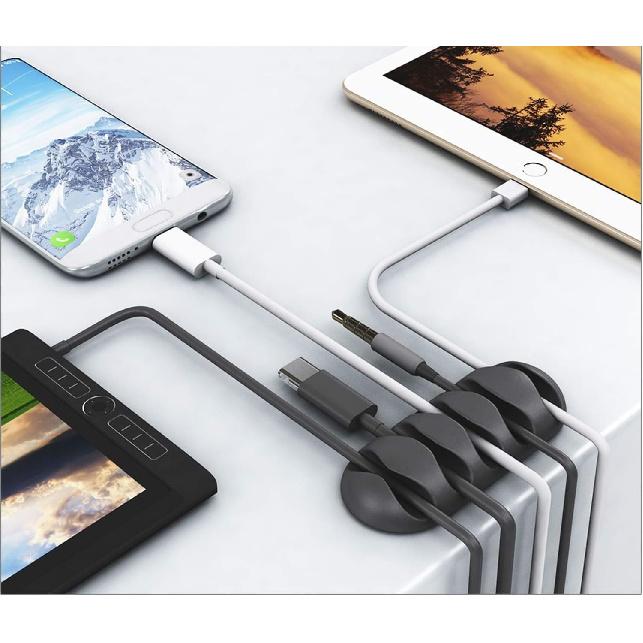 OHill Desk Cable Management Cord Organizer, 16 Pack White Self Adhesive Cord Holder Cable Clips, Ideal Cable Organizer Wire Keeper for Desk,