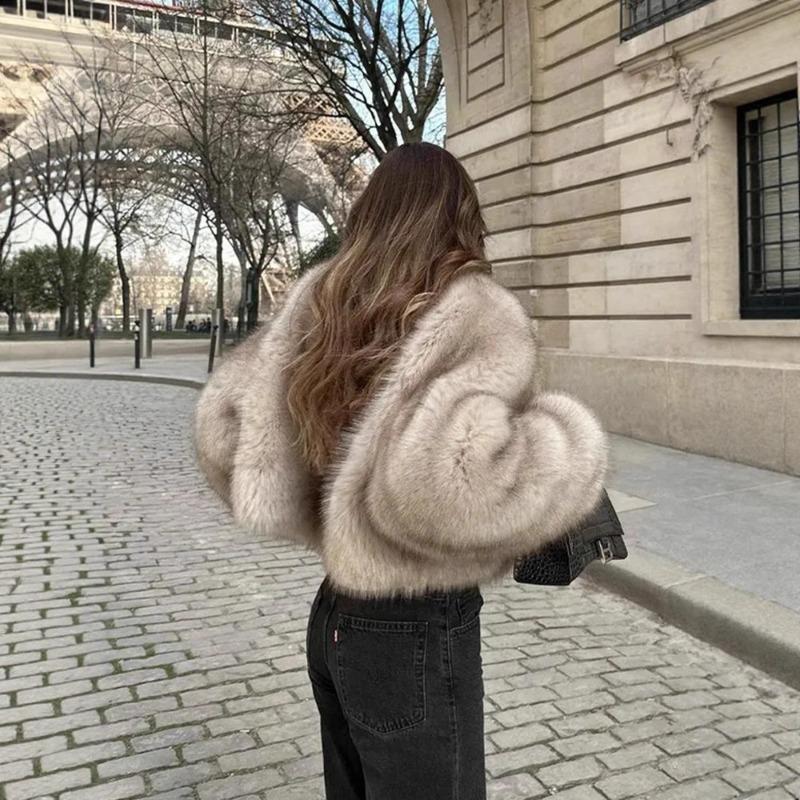 New imitation fur jacket soft fur collar wide cuffs with sweater jeans fashion design autumn and winter clothing