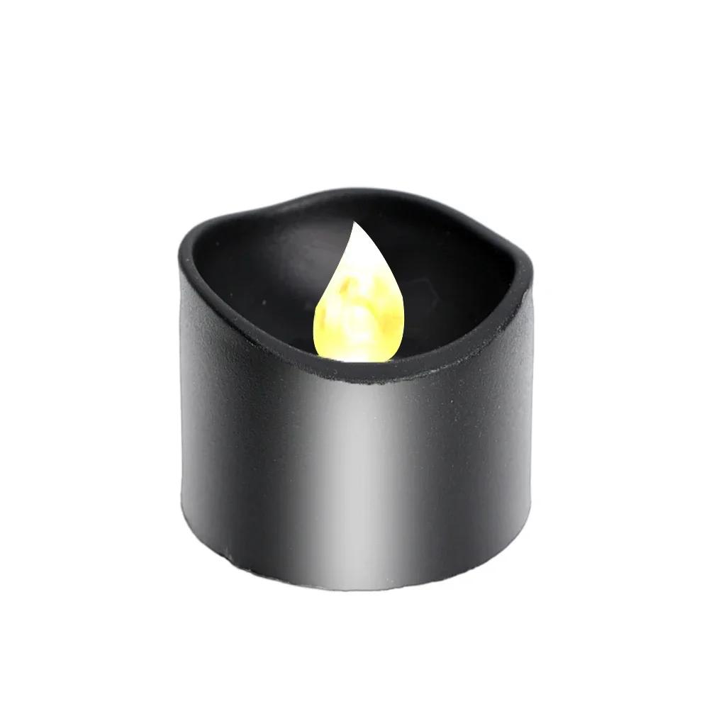 Black LED Candle Lamp Battery Operated Tea Light Flameless Fake Electronic Candle Halloween Party Decoration Flashing Table Lamp
