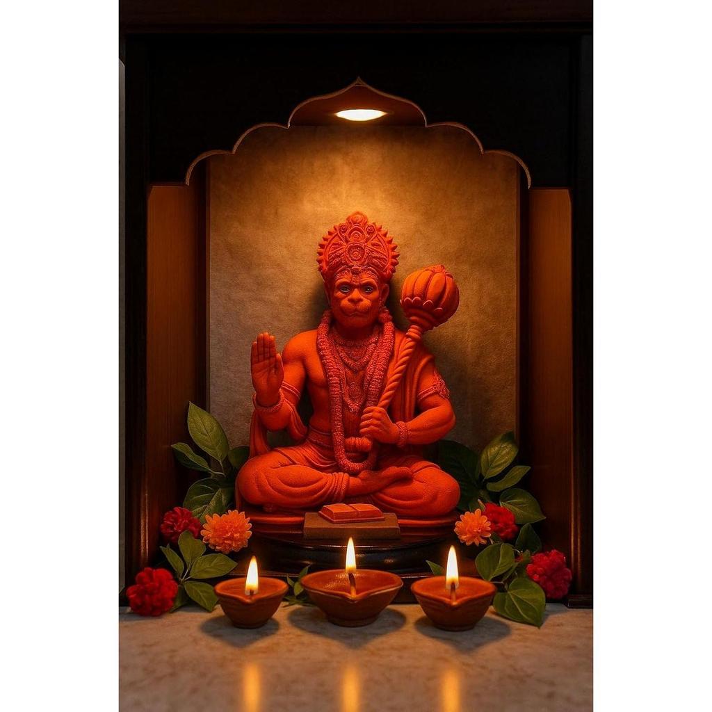 Bahubali Hanuman Ji Murti for Car Dashboard, Lord Hanuman Idol Statue for Home Decoration and Puja, Made with Resin