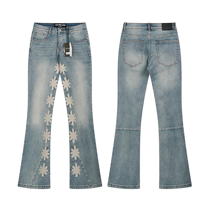 LOSTSHDWS Men's and Women's Spring and Autumn Flared Elastic Jeans Couple Jeans