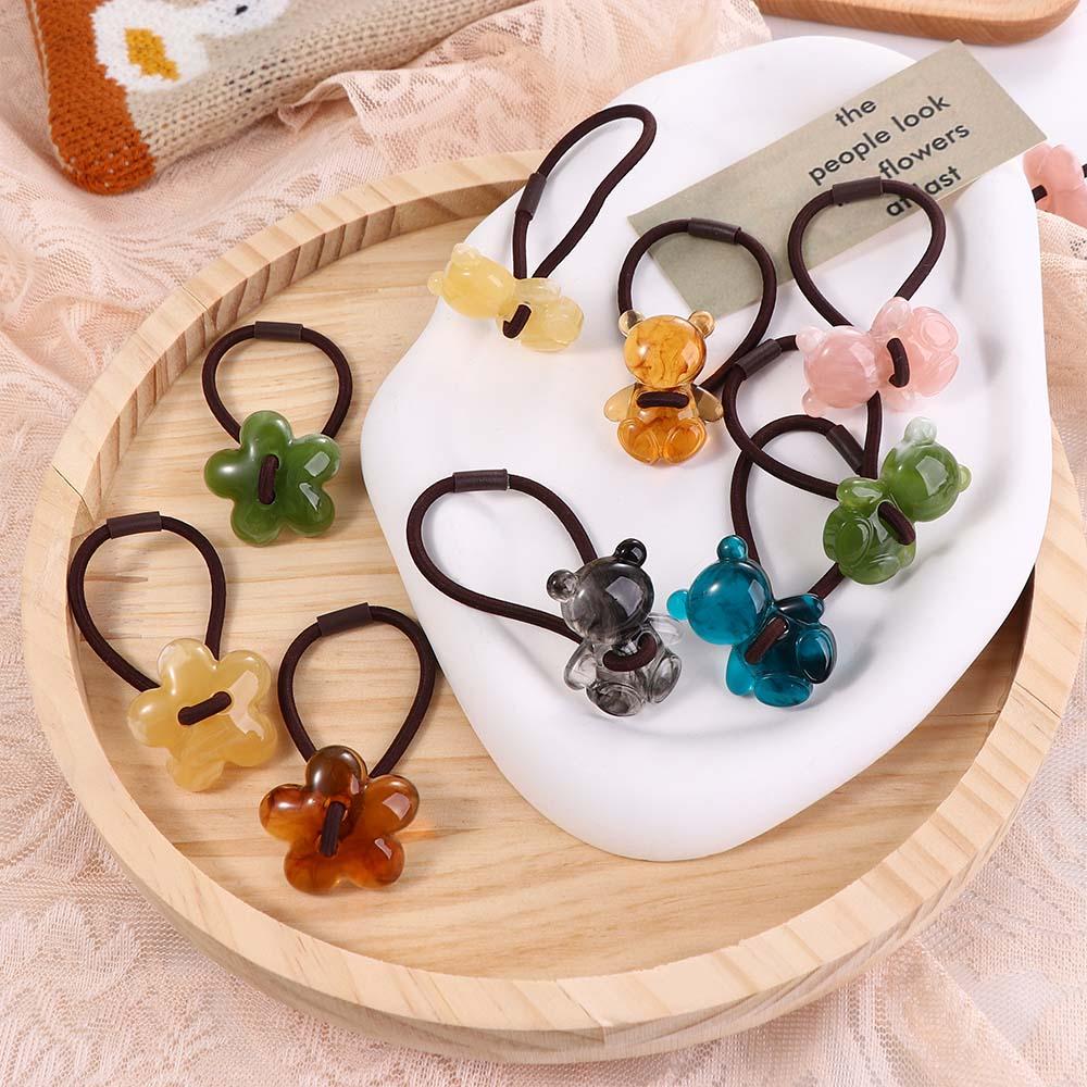 Headdress Bear Plastic Bow Flower Scrunchies Sweet Hair Ties Hair Rubber Bands Women Hair Bands
