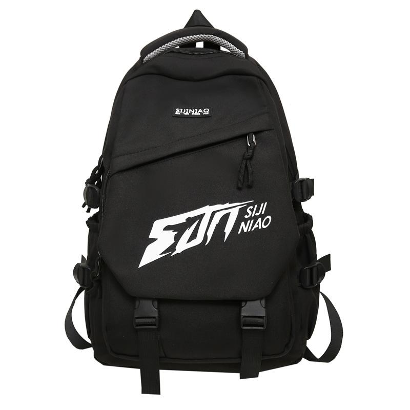 

Fashion new wholesale student backpack large capacity letter men and women outdoor leisure ins travel backpack single package чёрный