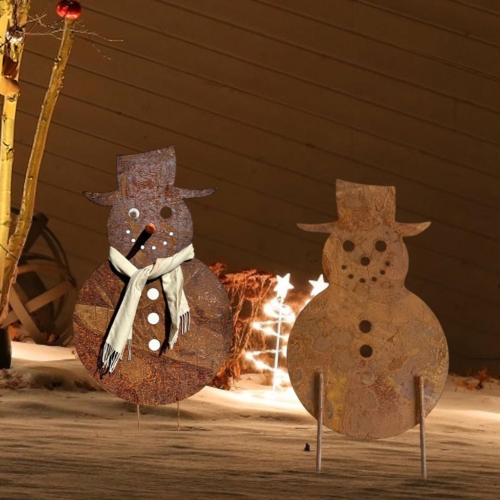 Snowman Wrought Iron Crafts Christmas Yard Garden Art Decoration