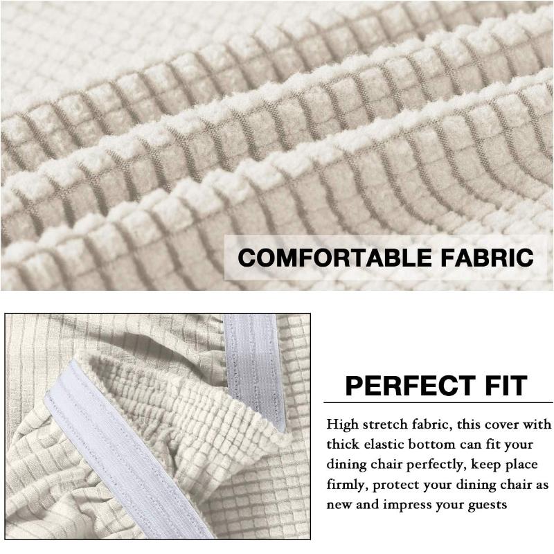 Stretch Dining Chair Covers Feature Textured Checked Jacquard Fabric Parsons Chair Slipcover Thick Chair Protectors