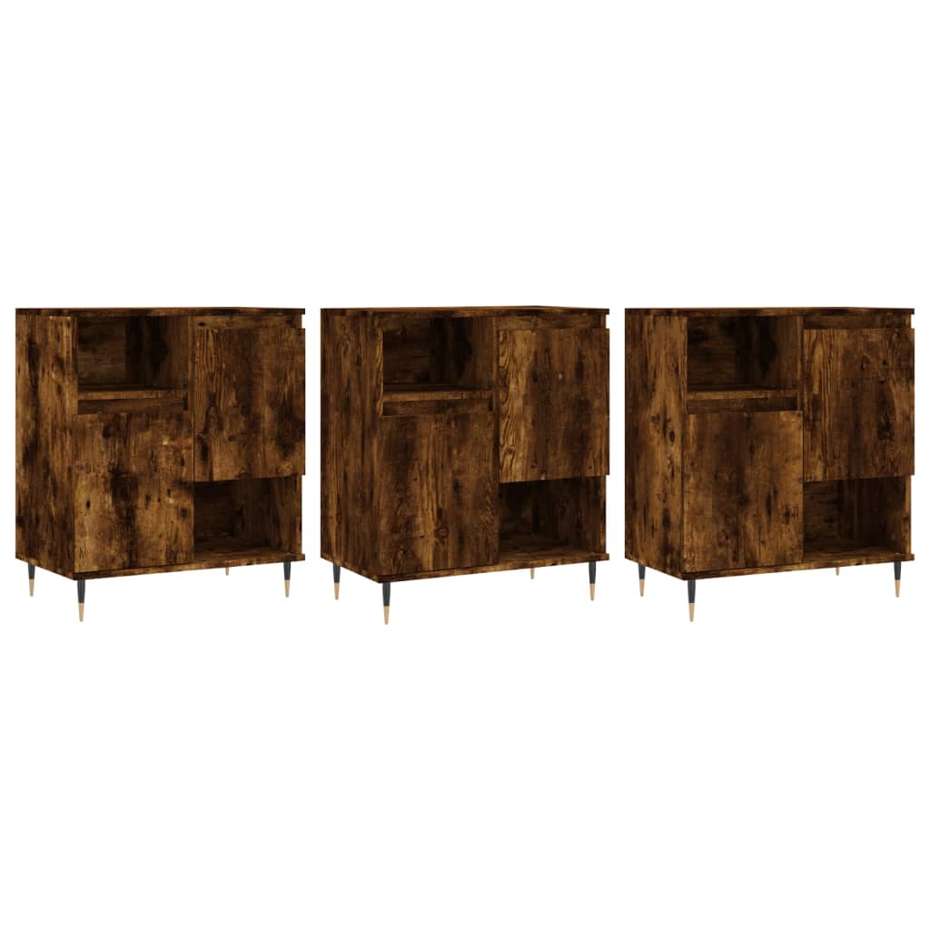 Sideboards 3 pcs Smoked Oak Wood Based Material