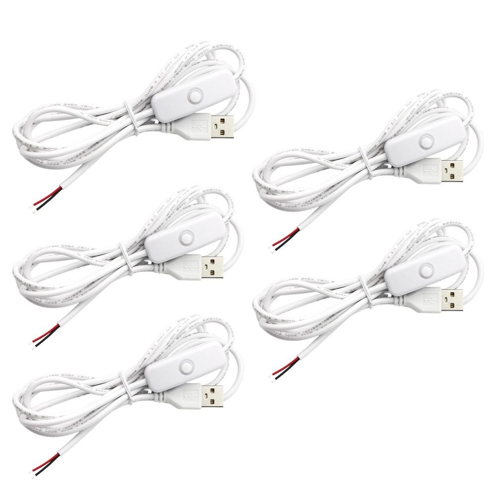 5Pcs 1.5M USB Power Supply Wire 5V ON OFF Switch Cable USB Extension Cable for USB Fan Desk Light